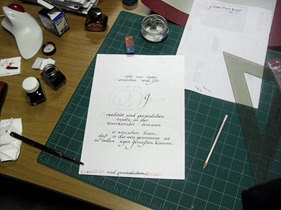 Kalligraphie Vorbereitung